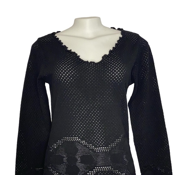 Le Donne Di Mariella Aburani Y2K Italian Designer Wool Mesh Lettuce Edge Sweater - Picture 2 of 16
